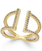 Danori 18k Gold-plated Brass Cubic Zirconia Parallel Pave Ring, Only At Macy's