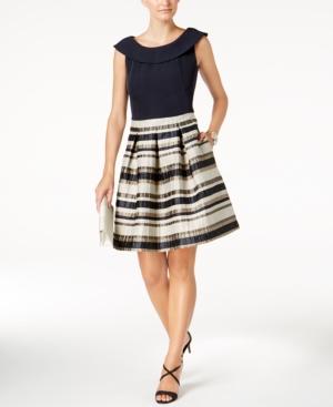 Taylor Striped & Solid Fit & Flare Dress