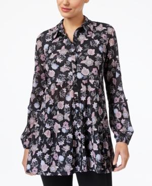 Style & Co Floral-print Swing Shirt, Created For Macy's