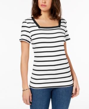 Karen Scott Cotton Square-neck T-shirt, Created For Macy's