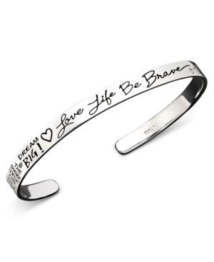 Inspirational Sterling Silver Bracelet, Love Life Be Brave Cuff