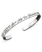 Inspirational Sterling Silver Bracelet, Love Life Be Brave Cuff