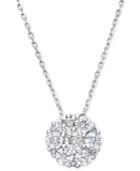 Diamond Flower Cluster Pendant Necklace In 14k White Gold (1/2 Ct. T.w.)