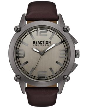 Kenneth Cole Reaction Men's Brown Faux-leather Strap Watch 49mm 10030947