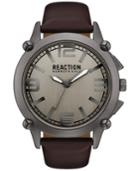 Kenneth Cole Reaction Men's Brown Faux-leather Strap Watch 49mm 10030947