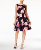 Jessica Howard Petite Belted Floral Jacquard Dress