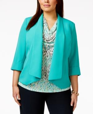 Kasper Plus Size Crepe Flyaway Jacket