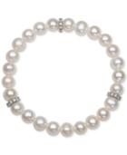Cultured Freshwater Pearl (7mm) And Cubic Zirconia Bracelet