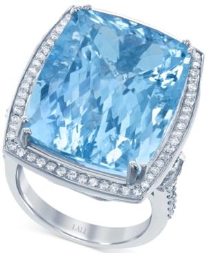 Lali Jewels Aquamarine (26-9/10 Ct. T.w.) And Diamond (3/4 Ct. T.w.) Ring In 18k White Gold