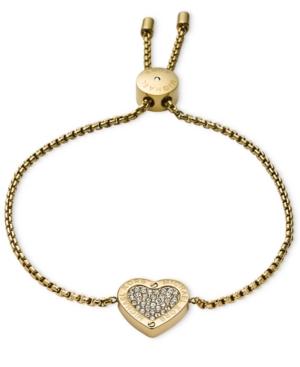 Michael Kors Gold-tone Crystal Heart Slider Bracelet