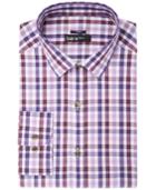 Bar Iii Men's Slim-fit Stretch Easy-care Burgundy Purple Check Dress Shirt, Created For Macy's