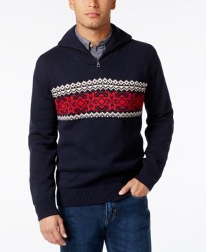 Weatherproof Men's Quarter-zip Fair Isle Sweater
