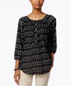 American Living Long-sleeve Printed Blouse, Only At Macy's