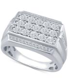 Men's Diamond Cluster Ring (1/3 Ct. T.w.) In Sterling Silver