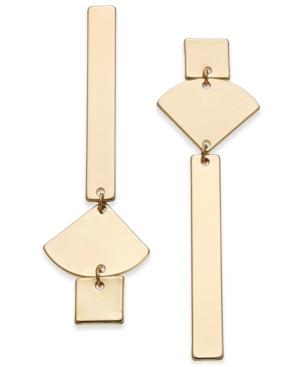Inc International Concepts Gold-tone Geometric Mismatch Linear Drop Earrings, Created For Macy's