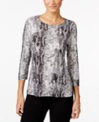 Jm Collection Metallic Snake-embossed Top, Created For Macy's