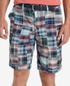 Izod Men's Flat Front Madras Patchwork Shorts