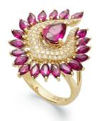 Gemma By Effy Ruby (3-1/8 Ct. T.w.) And Diamond (1/3 Ct. T.w.) Leaf Ring In 14k Gold