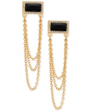 Guess Gold-tone Pave & Jet Stone Drop Earrings
