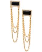Guess Gold-tone Pave & Jet Stone Drop Earrings