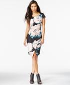 Bar Iii Floral-print Envelope Scuba Dress, Only At Macy's