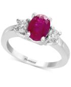 Gemstone Bridal By Effy Ruby (1-3/8 Ct. T.w.) & Diamond (3/8 Ct. T.w.) Engagement Ring In 18k White Gold