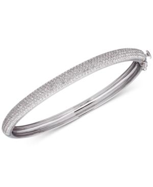 Judith Jack Sterling Silver Pave Crystal Hinged Bangle Bracelet