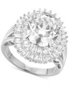 Cubic Zirconia April Baguette Statement Ring In Sterling Silver