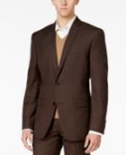 Bar Iii Men's Slim-fit Brown Mini-check Jacket, Only At Macy's
