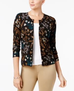 Charter Club Printed Long-sleeve Cardigan, Created For Macy's