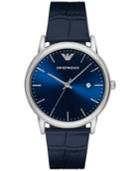 Emporio Armani Men's Luigi Blue Leather Strap Watch 43mm Ar2501