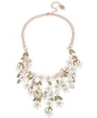 Betsey Johnson Rose Gold-tone Multi-stone Flower & Butterfly Statement Necklace, 15-1/2 + 3 Extender