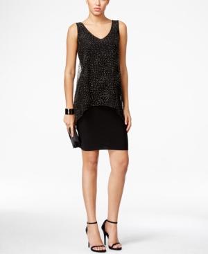Sl Fashions Sleeveless Glitter-detail Sheath Dress