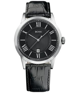 Hugo Boss Watch, Men's Black Croc Embossed Leather Strap 1512429