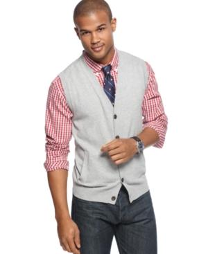 Club Room Sweater Vest, Solid V Neck Button Front