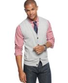 Club Room Sweater Vest, Solid V Neck Button Front