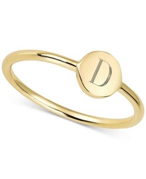 Sarah Chloe Engraved Initial Ring In 14k Gold-plated Sterling Silver