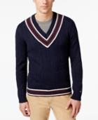 Tommy Hilfiger Men's V-neck Cable-knit Cotton Sweater