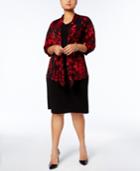 Connected Plus Size Rose-print Layered Look Dress