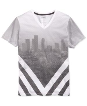 Guess Men's Chevron City Graphic-print V-neck T-shirt