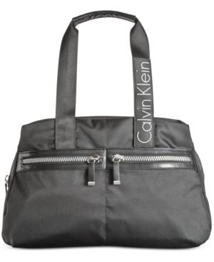 Calvin Klein Brushed Nylon Triple Compartment Satchel