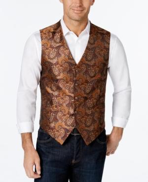 Tallia Men's Burgundy Gold Paisley Vest