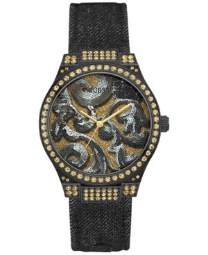 Guess Women's Black Leather Strap Watch 39mm U0844l1