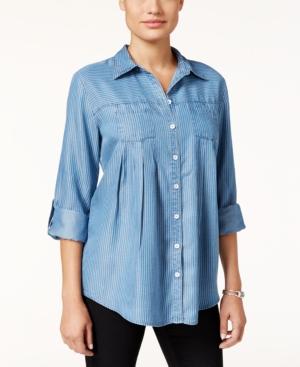 Style & Co. Striped Denim Shirt, Only At Macy's