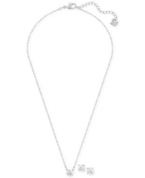 Swarovski Silver-tone Crystal Pendant And Studs