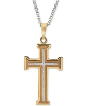 Men's Diamond Cross Pendant Necklace (1/5 Ct. T.w.) In Gold Ion-plated Stainless Steel