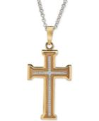 Men's Diamond Cross Pendant Necklace (1/5 Ct. T.w.) In Gold Ion-plated Stainless Steel