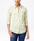 Charter Club Button-down Shirt, Lemon Print