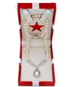 Arabella Bridal Cultured Freshwater Pearl (8mm) And Swarovski Zirconia Necklace In Sterling Silver