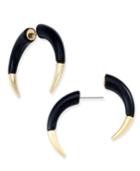 Gold-tone Jet Acrylic Horn Front And Back Earrings